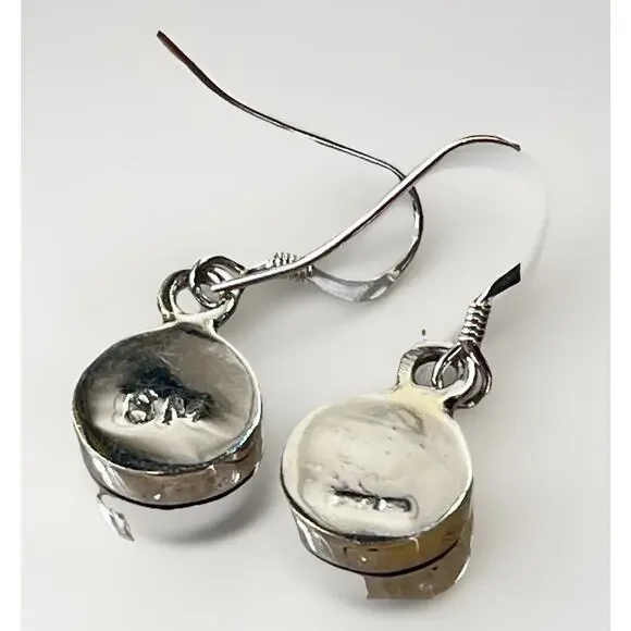 Navajo Sterling Silver Mosaic Opal Inlay Drop Earrings by Cheryl Martinez NEW